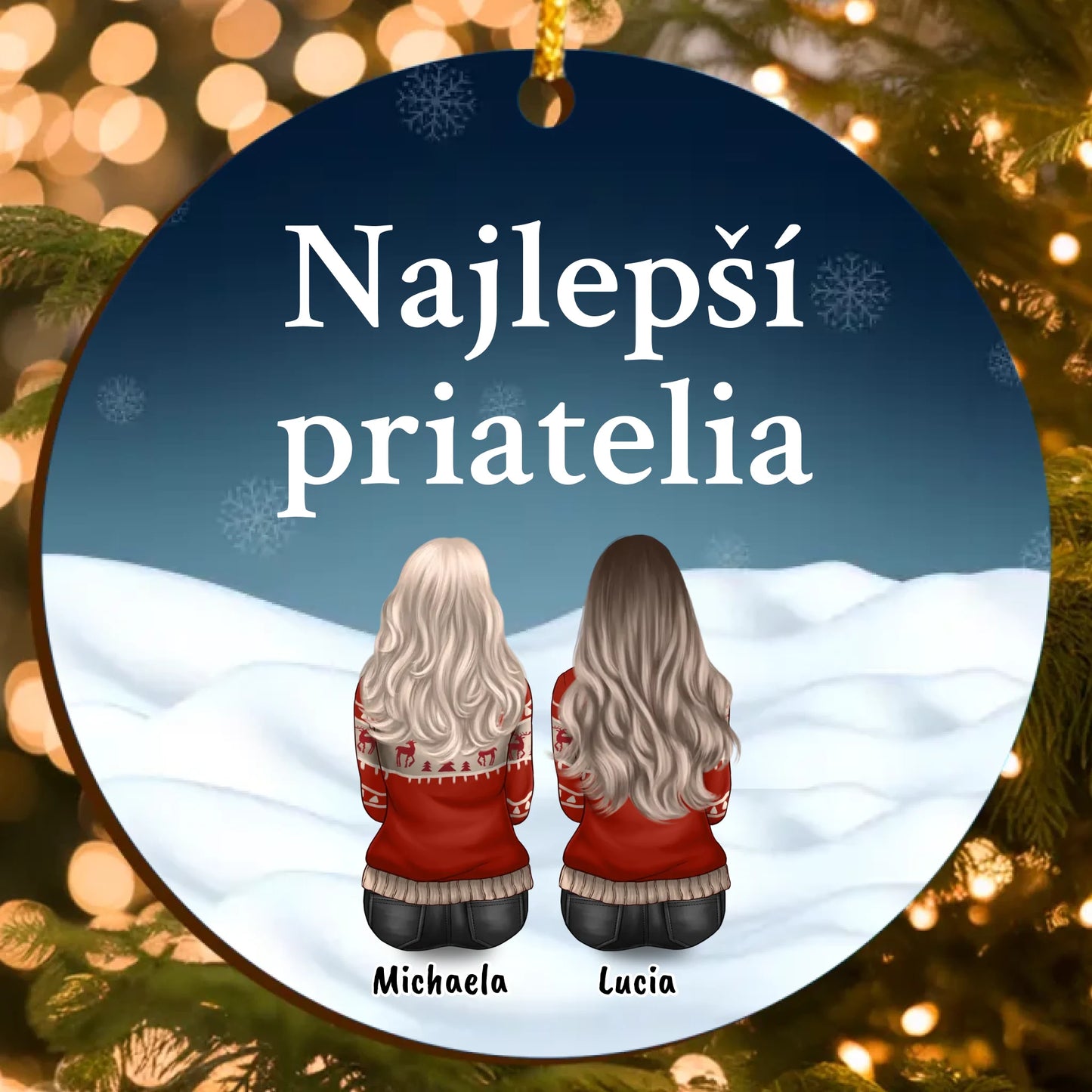 Najlepší priatelia – Vianočná Personalizovaná Ozdoba s Vlastnými Postavami (do 6 osôb, pohľad zozadu)