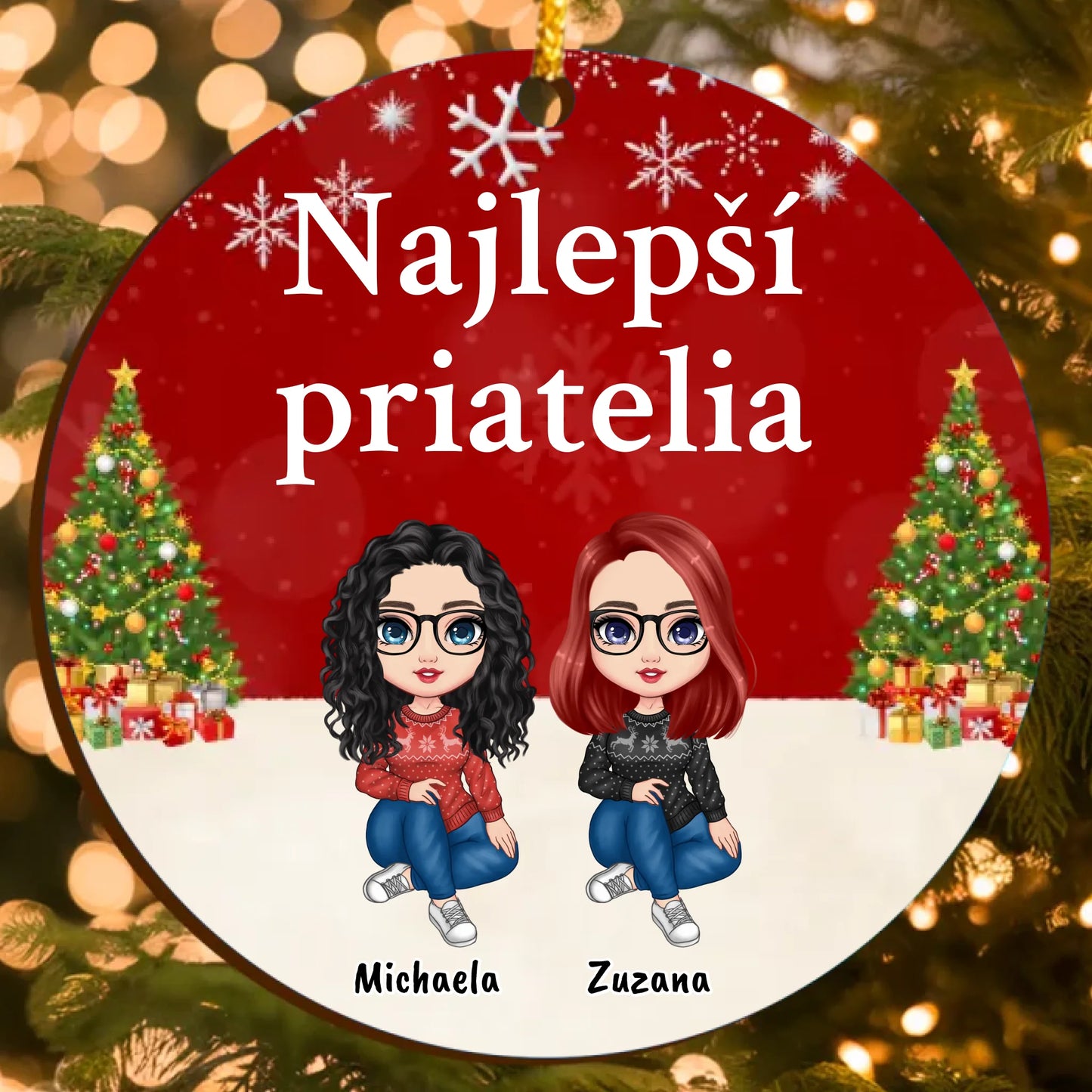 Najlepší priatelia – Personalizovaná Vianočná Ozdoba so Svojimi Postavami (do 6 osôb)