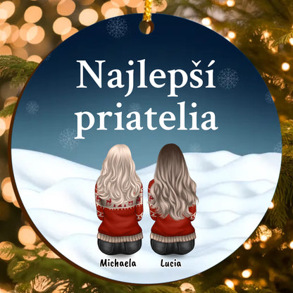 Najlepší priatelia – Vianočná Personalizovaná Ozdoba s Vlastnými Postavami (do 6 osôb, pohľad zozadu)