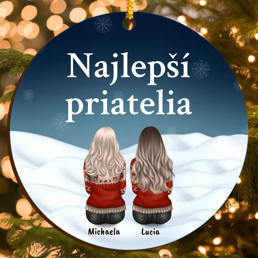 Najlepší priatelia – Vianočná Personalizovaná Ozdoba s Vlastnými Postavami (do 6 osôb, pohľad zozadu)