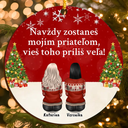 Vianočná Personalizovaná Ozdoba pre Priateľov s Vlastnými Postavami (Humorný Text, do 6 osôb)