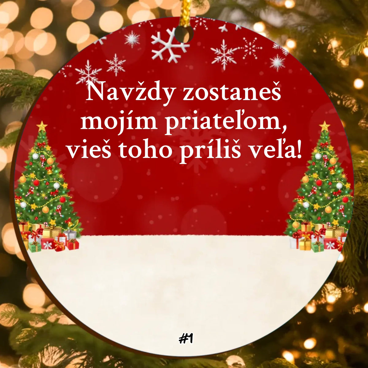 Vianočná Personalizovaná Ozdoba pre Priateľov s Vlastnými Postavami (Humorný Text, do 6 osôb)
