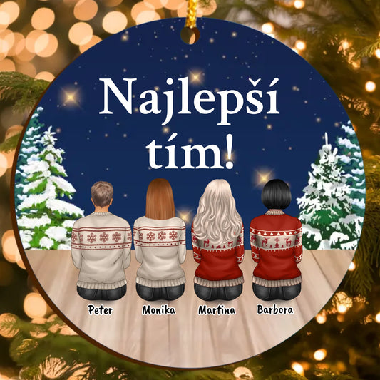 Personalizovaná Vianočná Ozdoba pre Tímy s Postavami na Mieru (do 6 osôb)