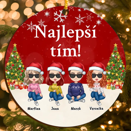 Vianočná Personalizovaná Ozdoba pre Firemný Tím so Svojimi Postavami (do 6 osôb)