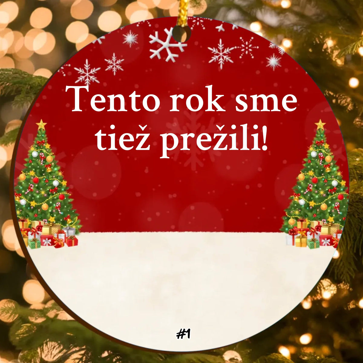 Personalizovaná Vianočná Ozdoba s Vtipným Textom a Postavami na Mieru (do 6 osôb)