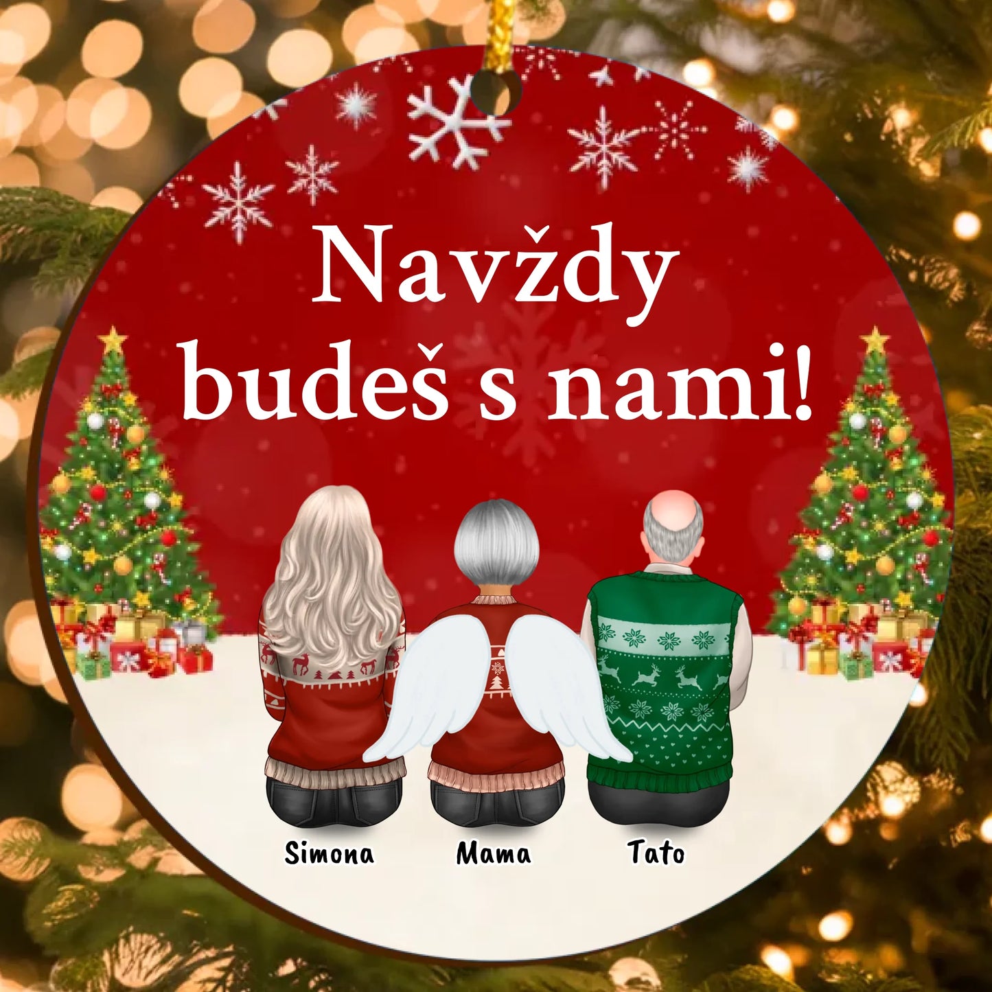 Personalizovaná Spomienková Vianočná Ozdoba s Postavami na Mieru (do 6 osôb)