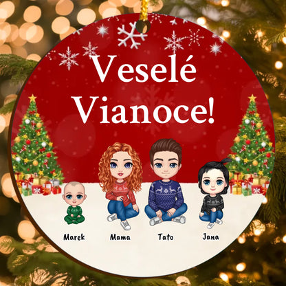 Rodinná Personalizovaná Vianočná Ozdoba so Svojimi Postavami (do 6 osôb)