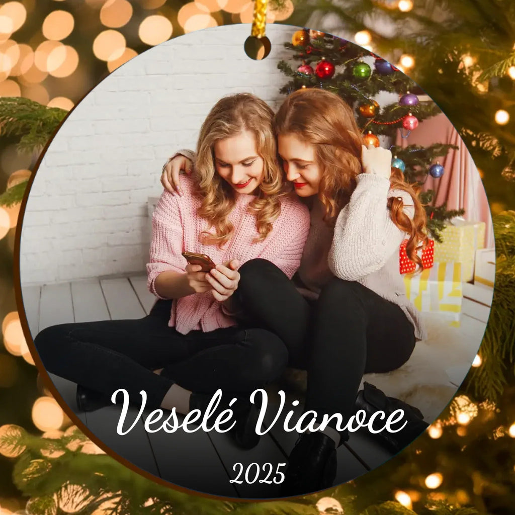 Personalizovaná vianočná ozdoba s vlastnou fotografiou a vlastným textom