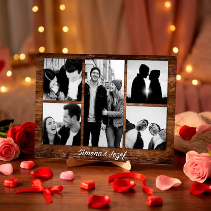 Personalizovaná stolová dekorácia s fotokolážou a menami