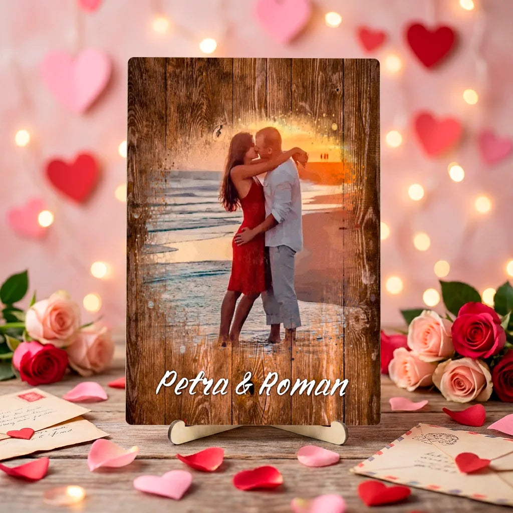 Personalizovaná stolová dekorácia s fotografiou – vlastná fotka a mená