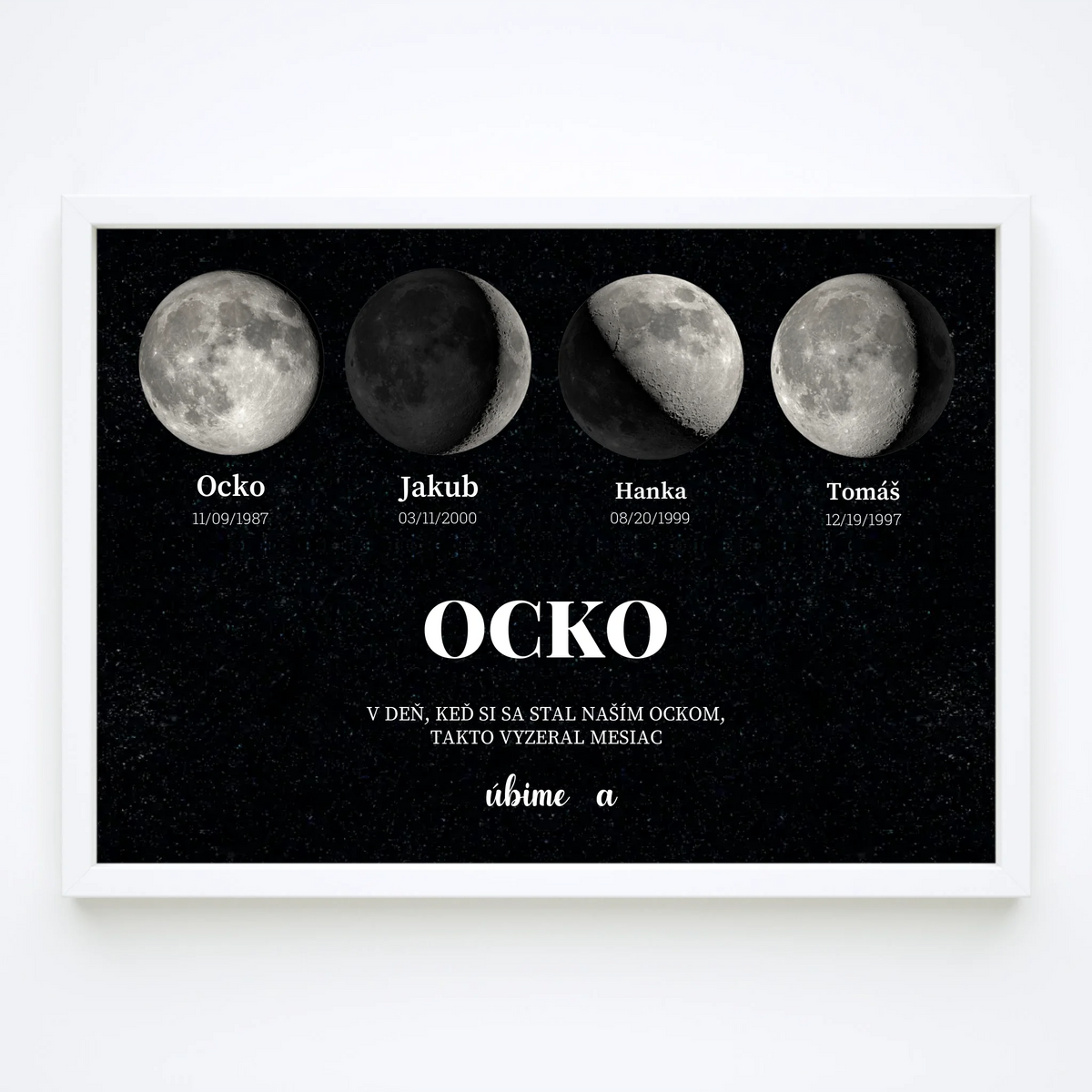 Personalizovaný rámovaný obraz mesačnej fázy – darček pre otca – 2